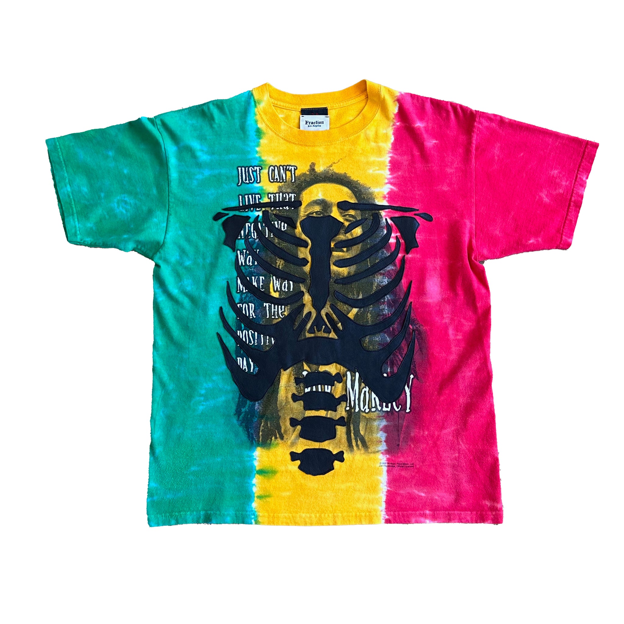 1999 Bob Marley Vintage T-shirt with Leather Ribcage Appliqué