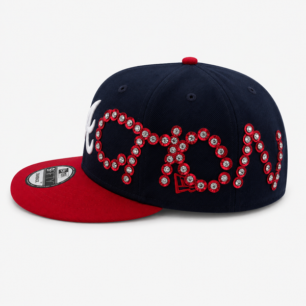 ATL Leather and Diamond Rivet Baseball Cap
