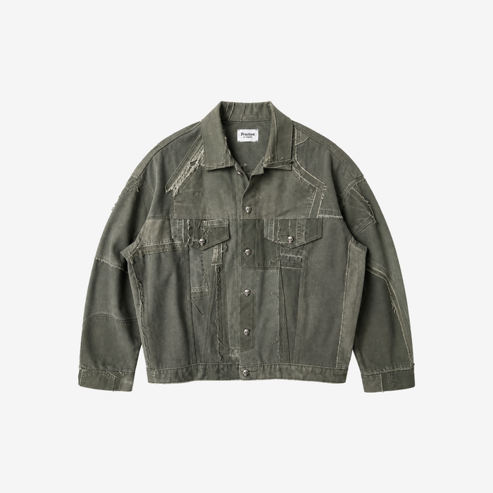 Patchwork Work Jacket — Olive