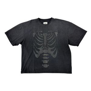 Vintage Wash Tee with Leather Ribcage