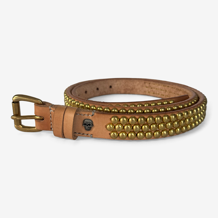 Dome Stud Belt — Natural / Gold