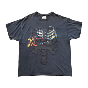 Heaven and Hell Vintage T-shirt with Leather Ribcage Appliqué