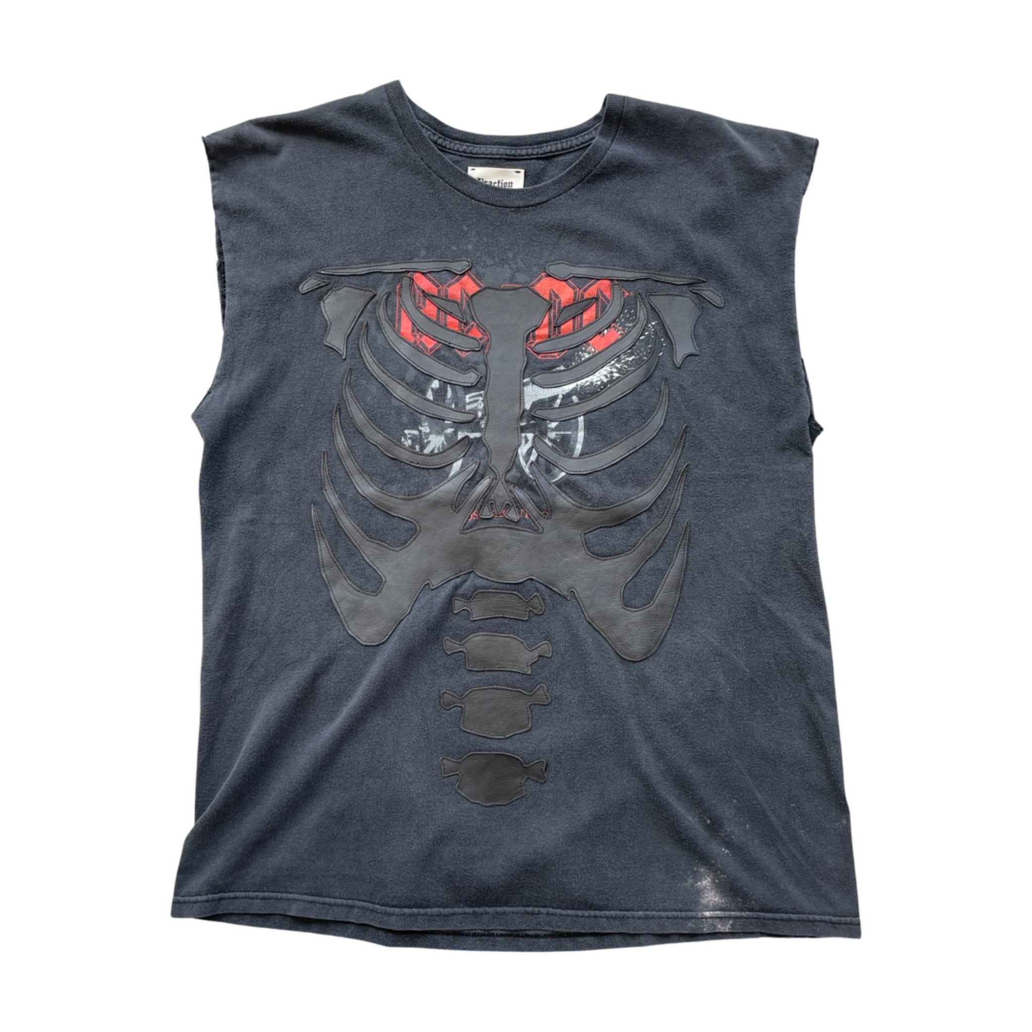 ACDC T-shirt with Leather Ribcage Appliqué