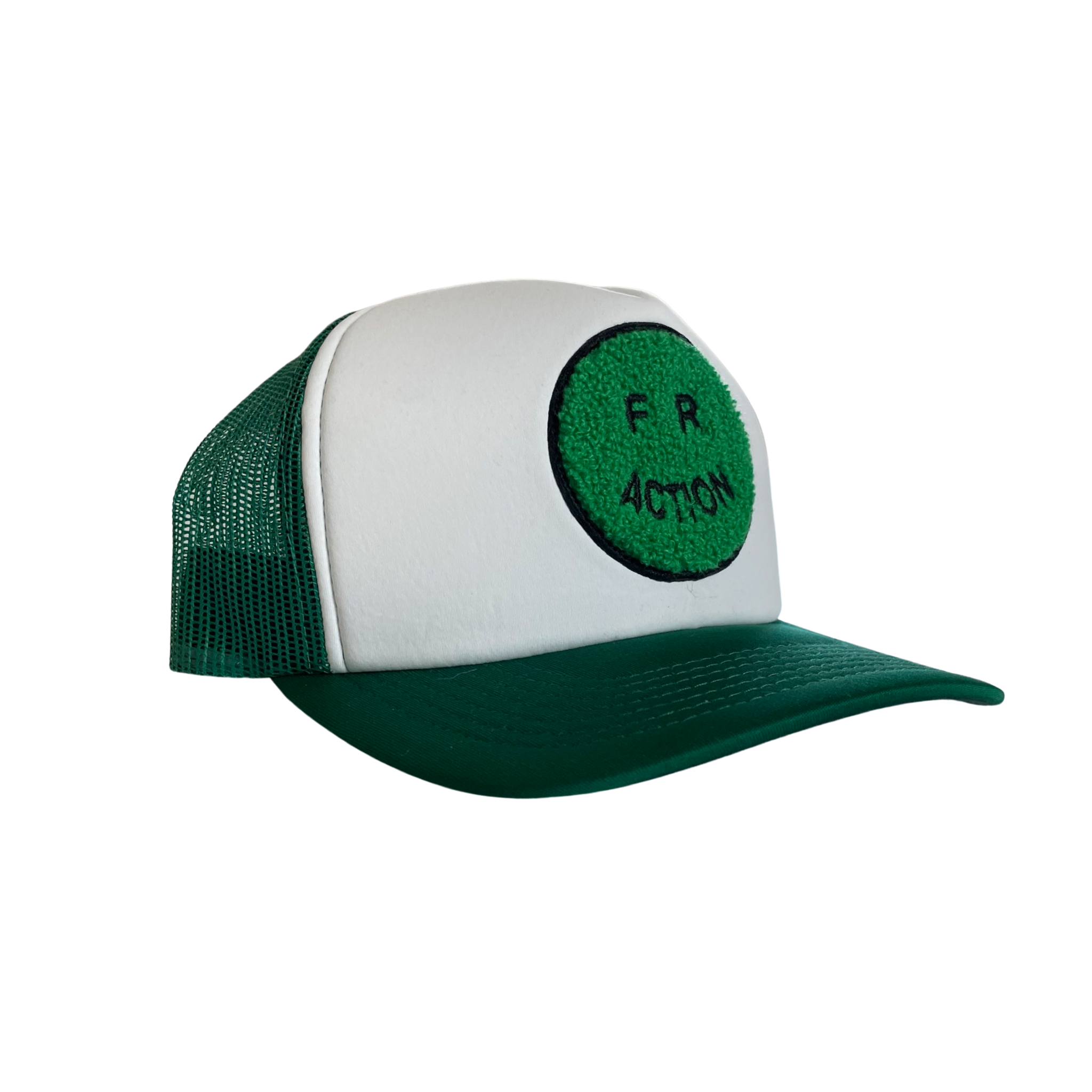 The Green Chenille Smiley Trucker Hat